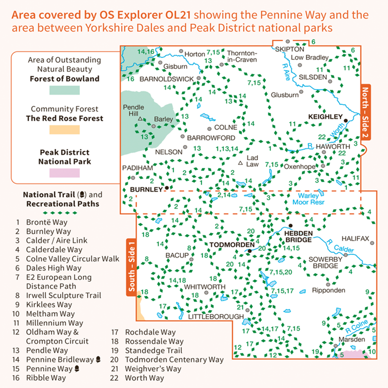 OS Explorer Map OL21 - South Pennines-2